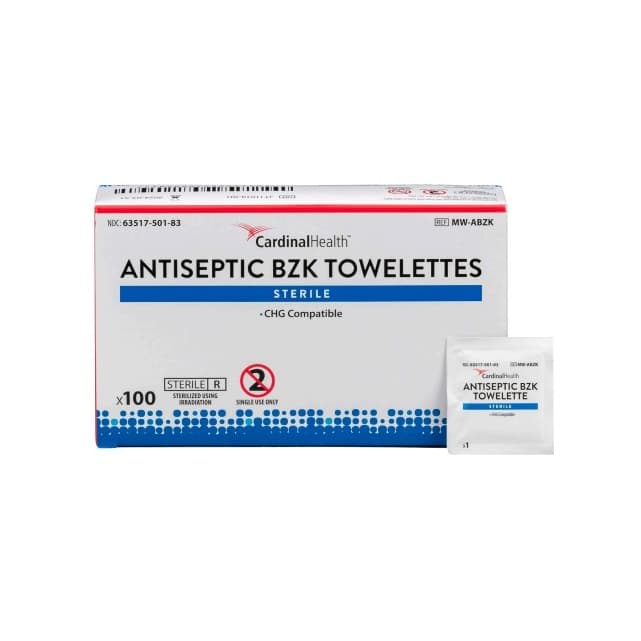 Cardinal Health Antiseptic BZK Towelettes - Box of 100 - Image 1