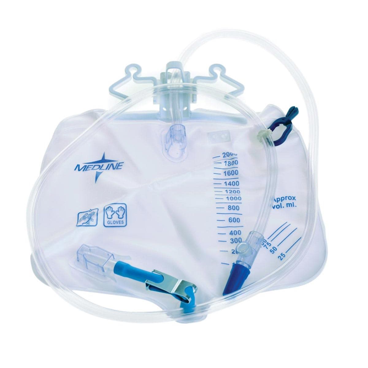 Medline Urinary Drain Bag with Antireflux Tower and Metal Clamp - Image 1