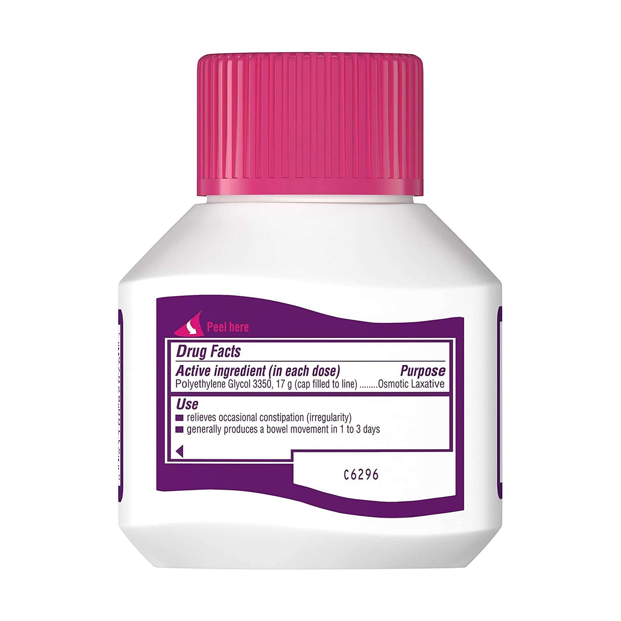 MiraLAX Polyethylene Glycol 3350 Laxative Powder, Unflavored, 4.1 oz - Image 2