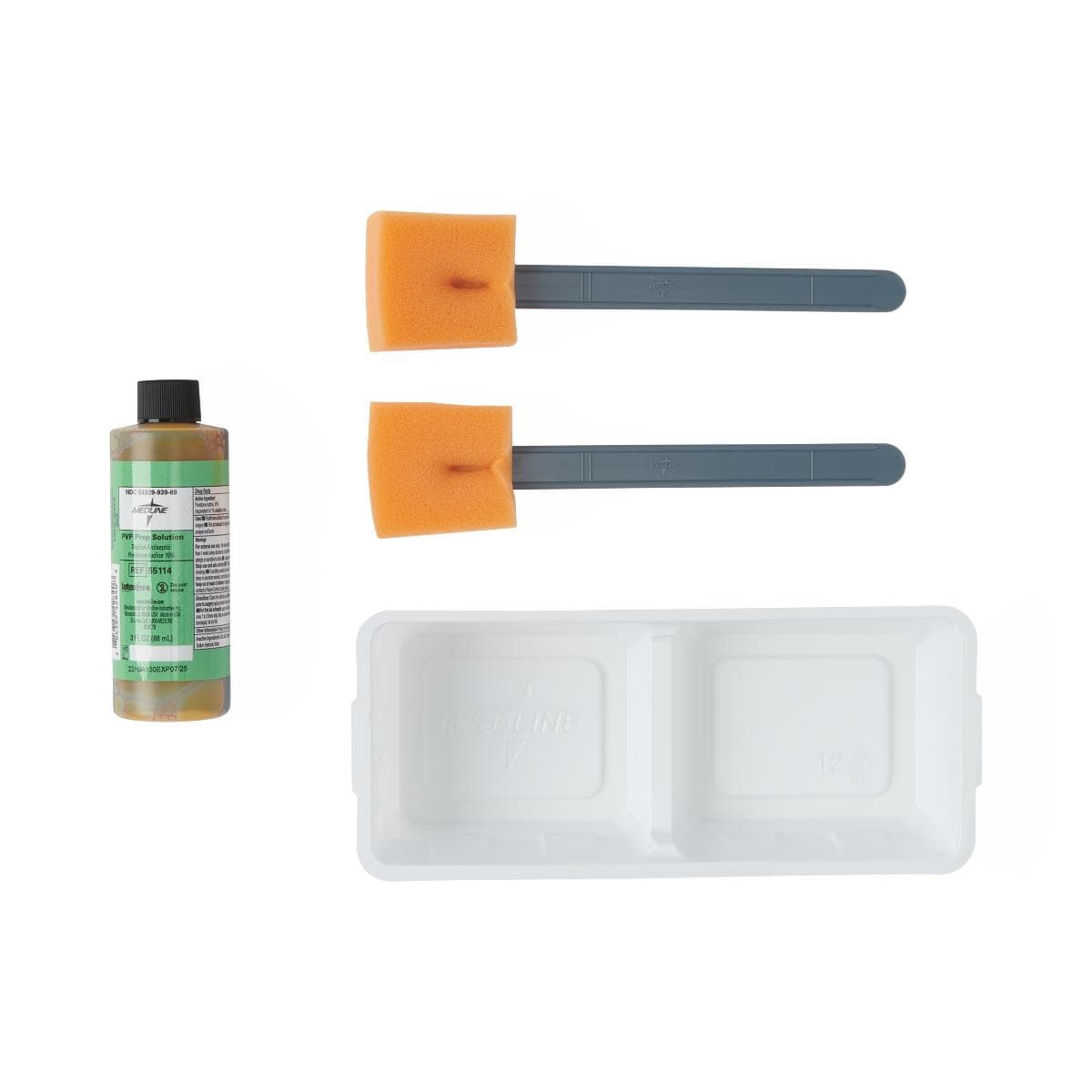 Medline PVP Paint Sponge Stick with 2 Compartment Tray - Case of 20