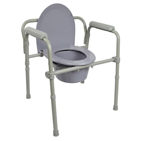 McKesson Fixed Arm Folding Commode Chair, Gray - Case of 4 - Image 1