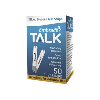 Embrace TALK Mail Order Blood Glucose Test Strips - Box Of 50