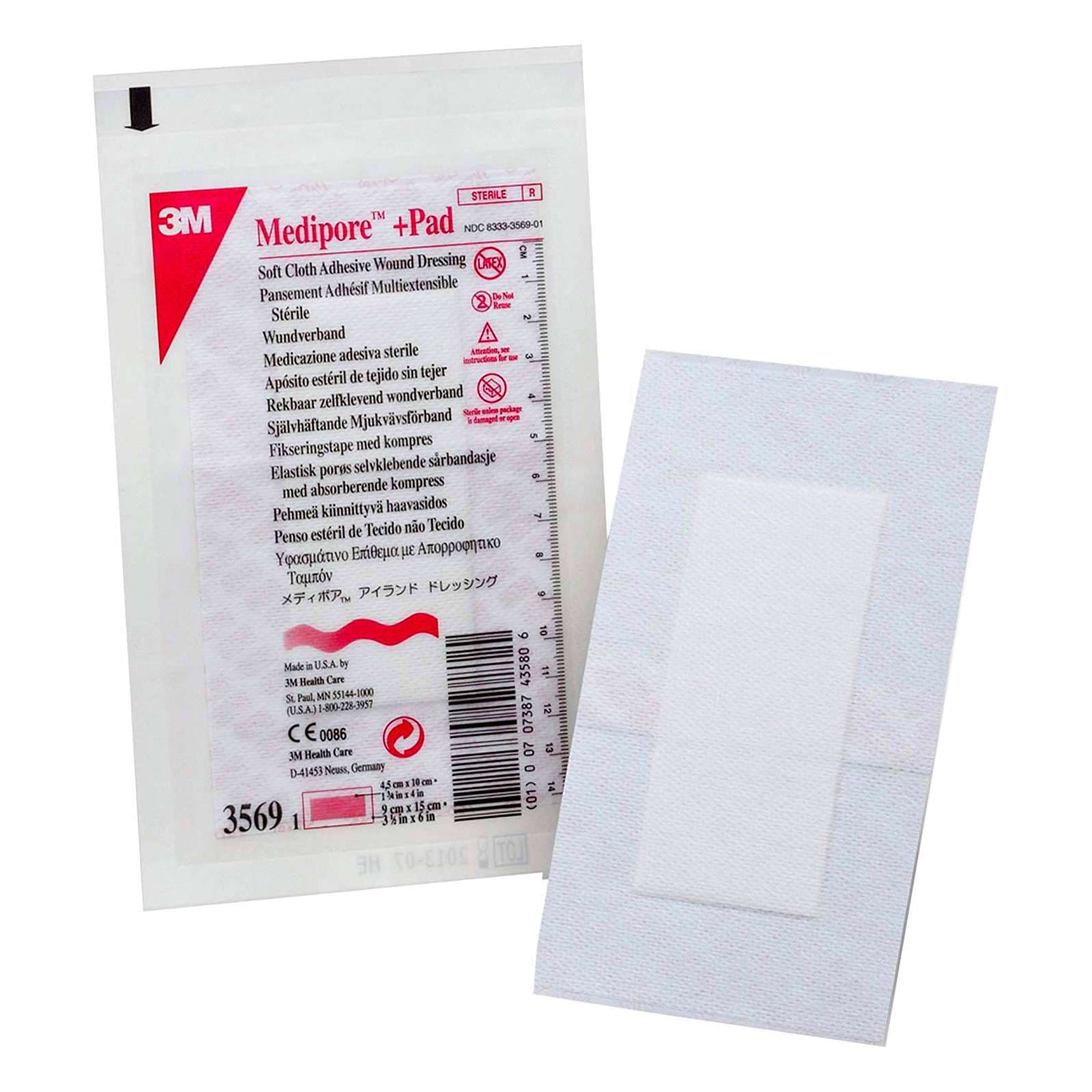 3M Medipore Plus Pad Soft Cloth Adhesive Wound Dressing - Image 2
