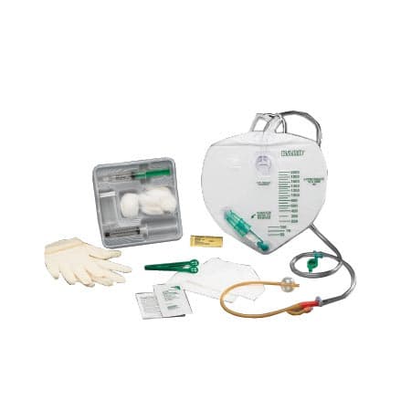 Lubricath Indwelling Catheter Tray with Anti-Reflux Drain Bag, 16 Fr - Case of 10 - Image 1
