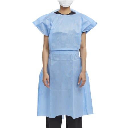 Halyard Patient Exam Gown, Blue, One Size Fits Most, Disposable