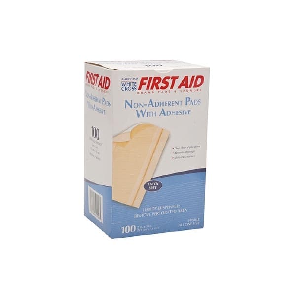 American White Cross First Aid Adhesive Dressing Tan 2 x 3 Inch Rectangle Sterile - Case of 1200 - Image 1