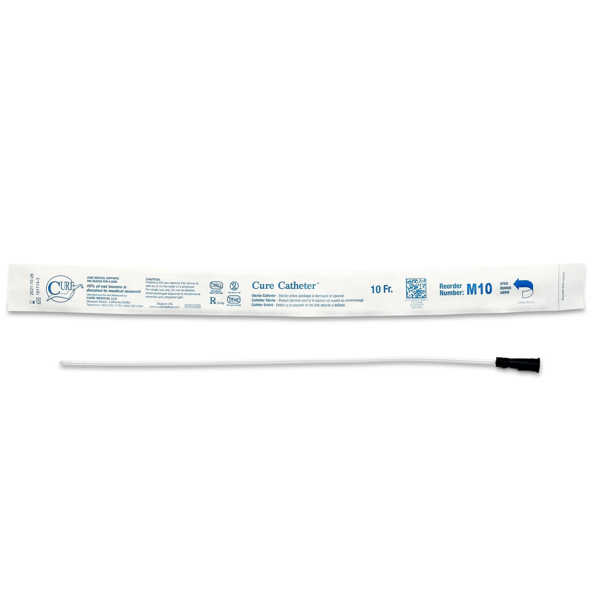 Cure Uncoated PVC Intermittent Catheter for Men, Straight Tip