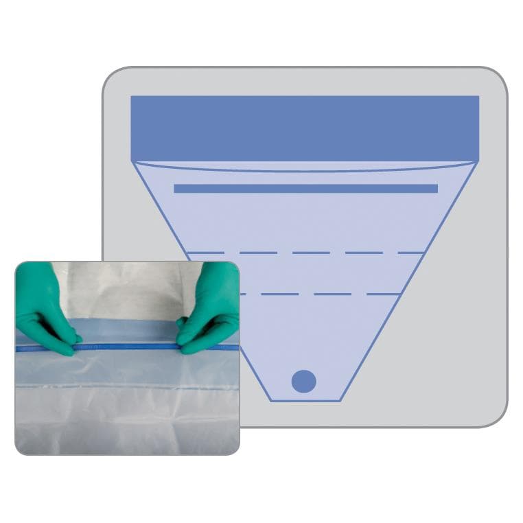 Medline Invisishield Fluid Pouch with Drainage Port and 20" x 6" Adhesive Area, 20" x 20" - Case of 40 - Image 1