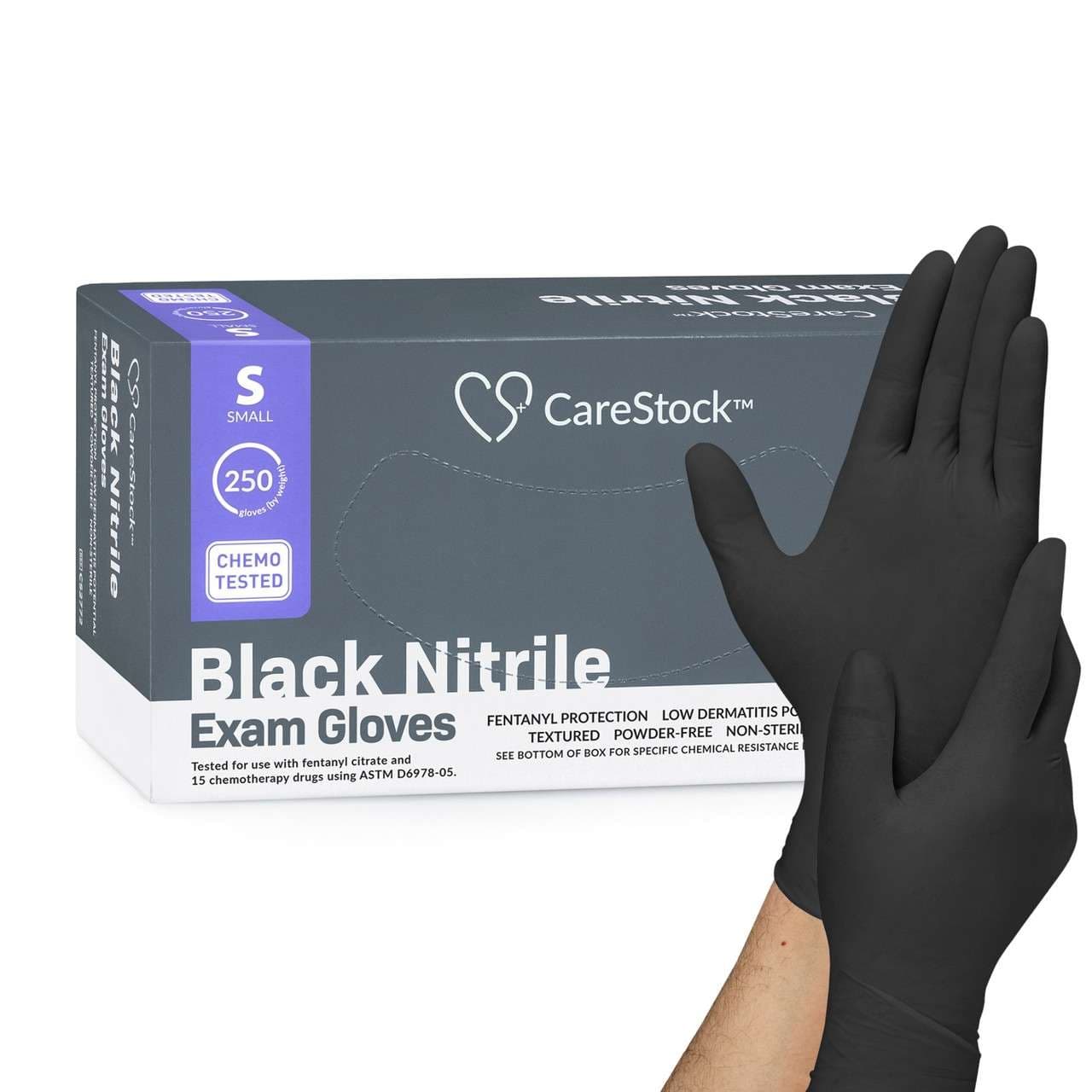 CareStock Black Nitrile Exam Gloves