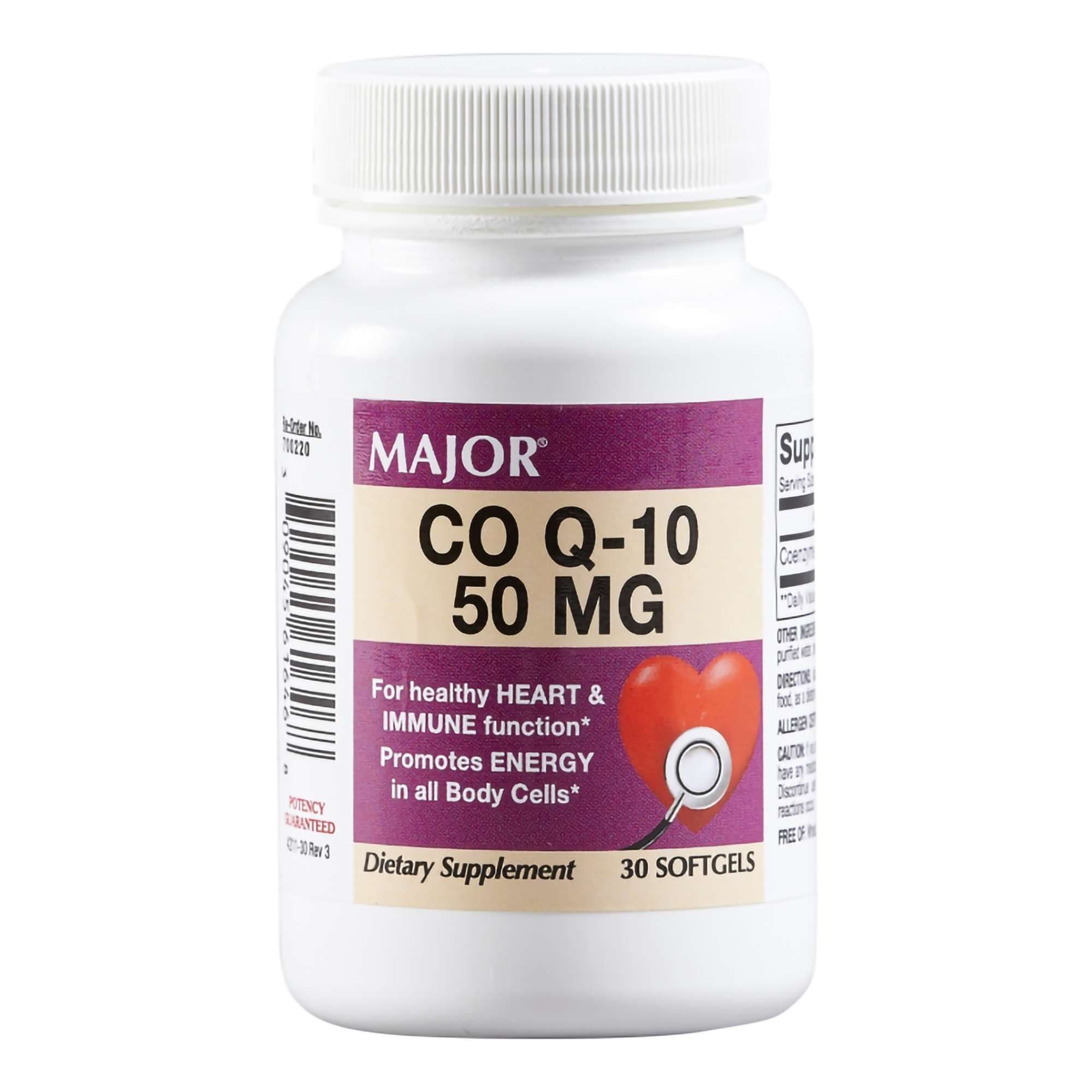 Major Coenzyme Q-10 Dietary Supplement, Unflavored, 50 mg