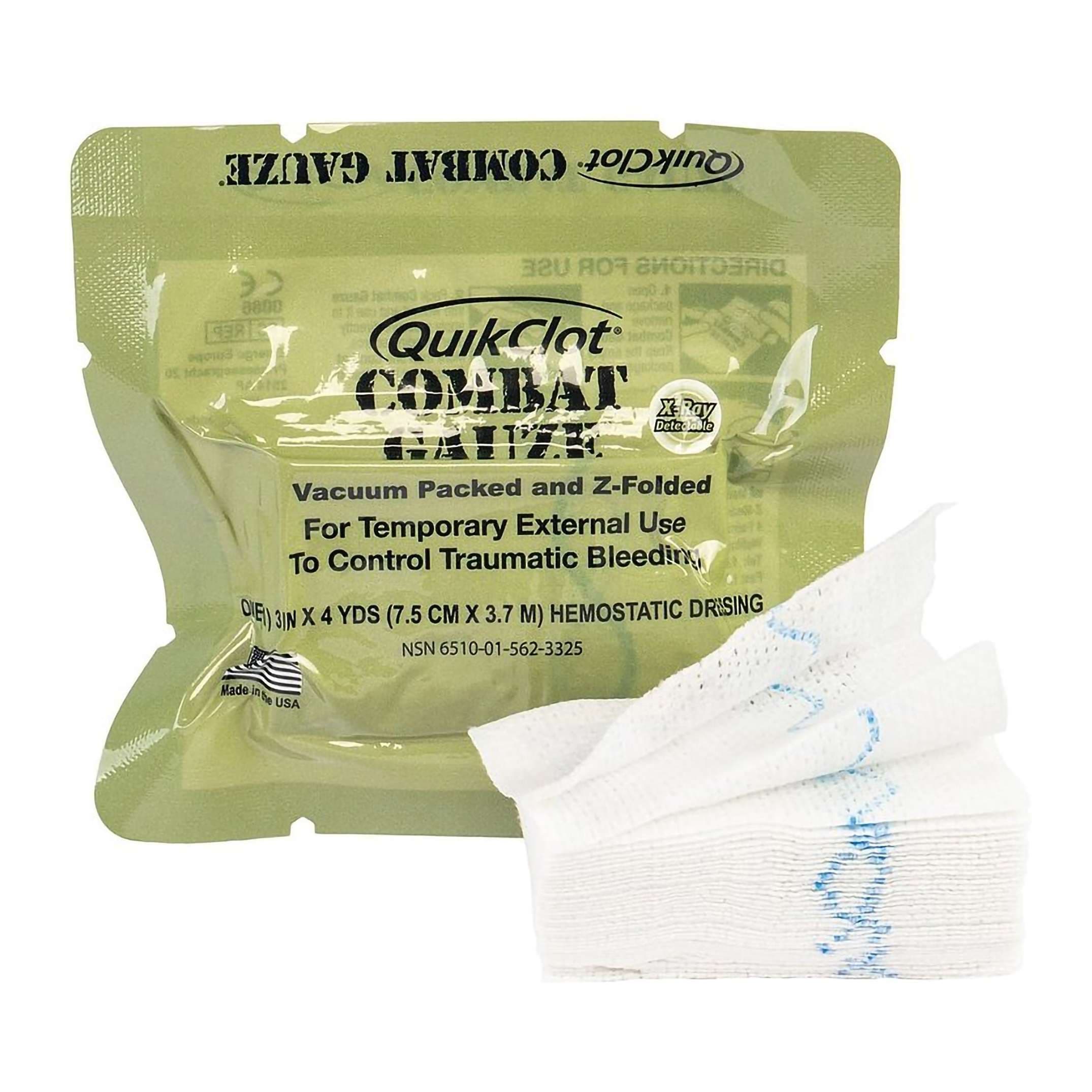 QuikClot Combat Gauze Hemostatic Dressing, 3 Inch x 4 Yard