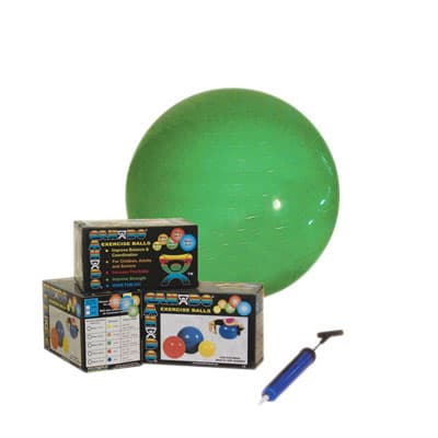 Cando Inflatable 26 Inch Exercise Ball Economy Set With Pump, Green - Set of 10