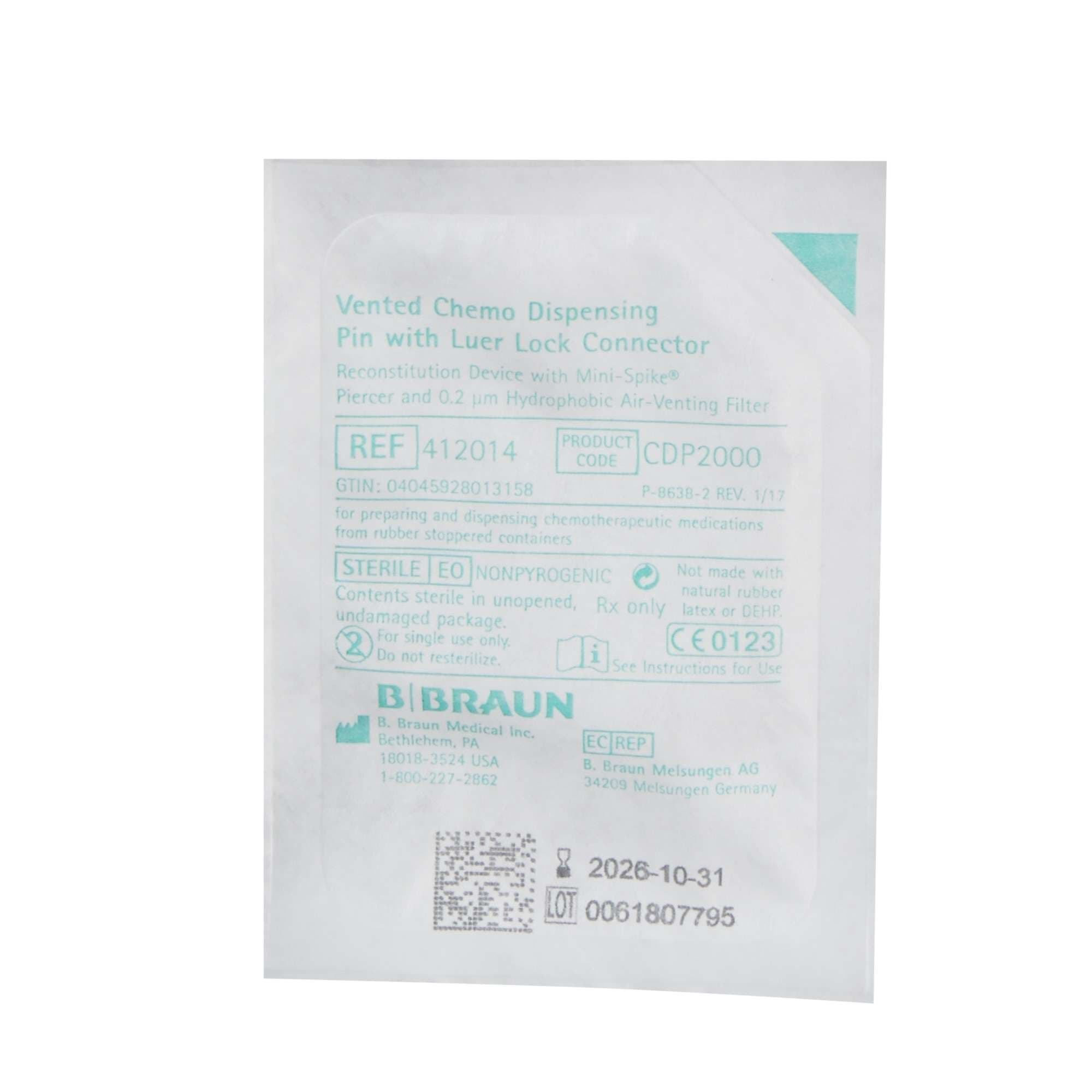 B. Braun Chemo Dispensing Pin with Distal Mini-Spike Connector - Image 3