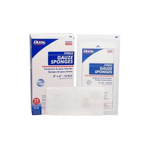 Dukal Gauze Sponge White 4 x 8 Inch 12-Ply Rectangle - Image 1