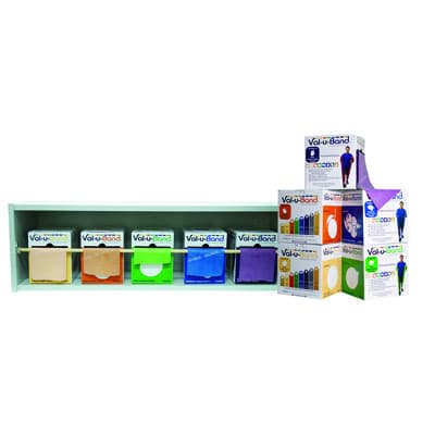 Val-U-Band Low Powder Exercise Band With Wood Rack, Twin-Pak - Set of 5