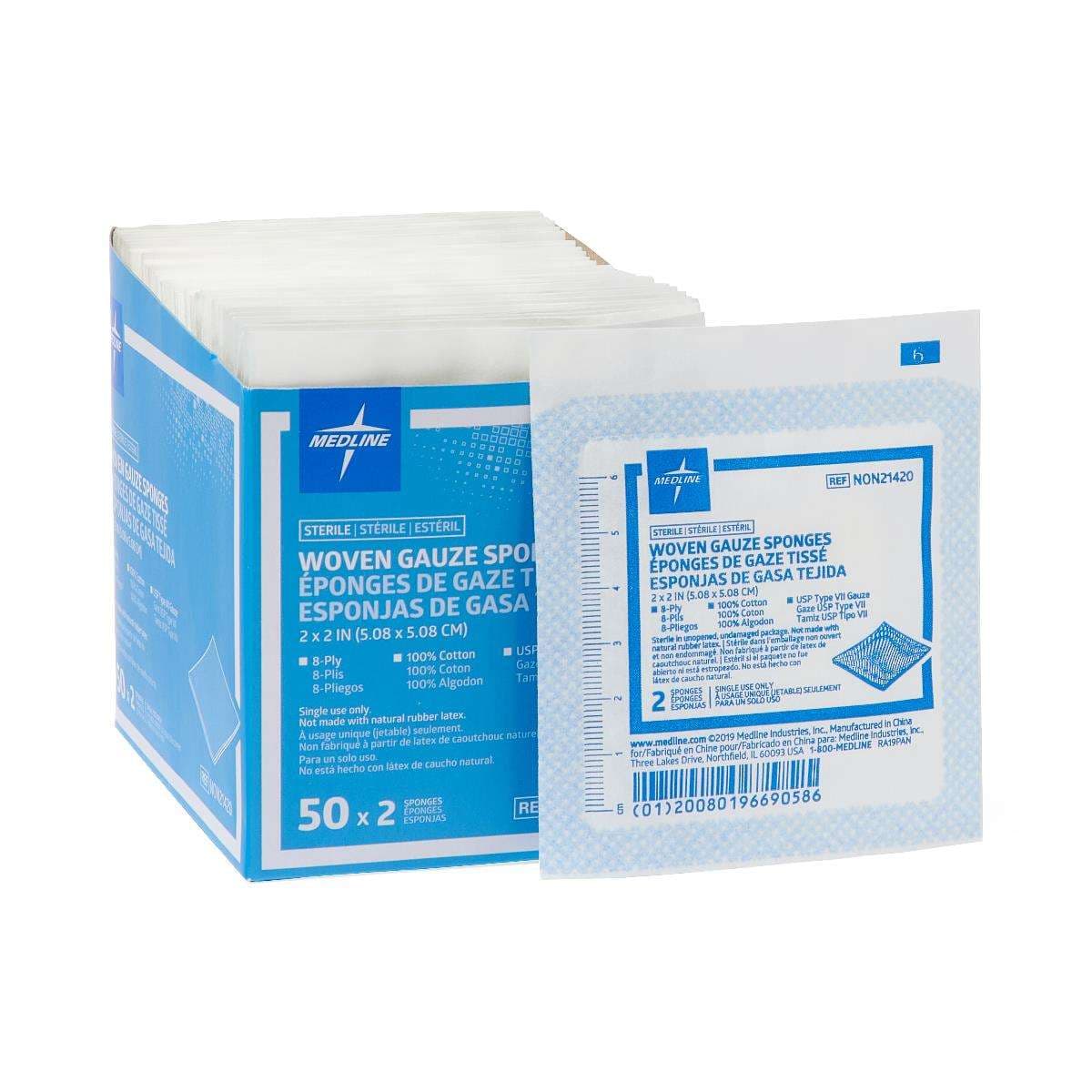 Medline USP Type VII Gauze Sponge White Square
