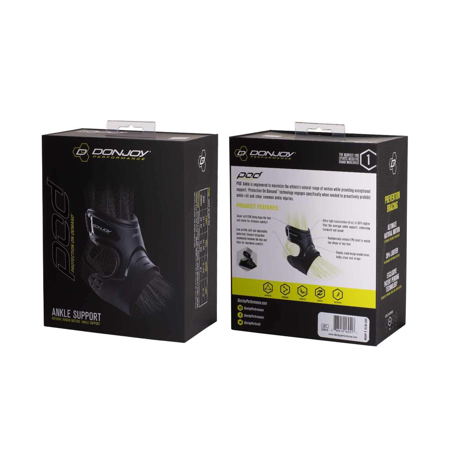 DonJoy POD Ankle Orthopedic Brace, Black - Image 2
