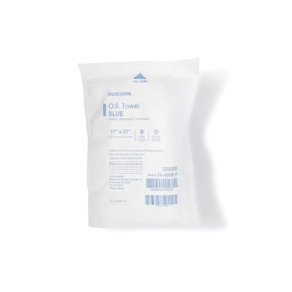 McKesson O.R. Towel Blue 17 W x 27 L Inch Sterile Disposable - Case of 80 - Image 1