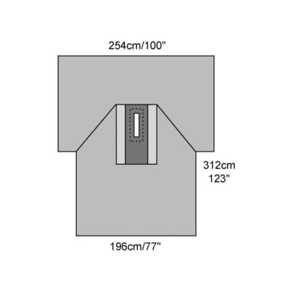 Cardinal Abdominal Drape 100 W x 77 W x 123 L Inch Laparotomy Drape Arm Covers - Case of 12