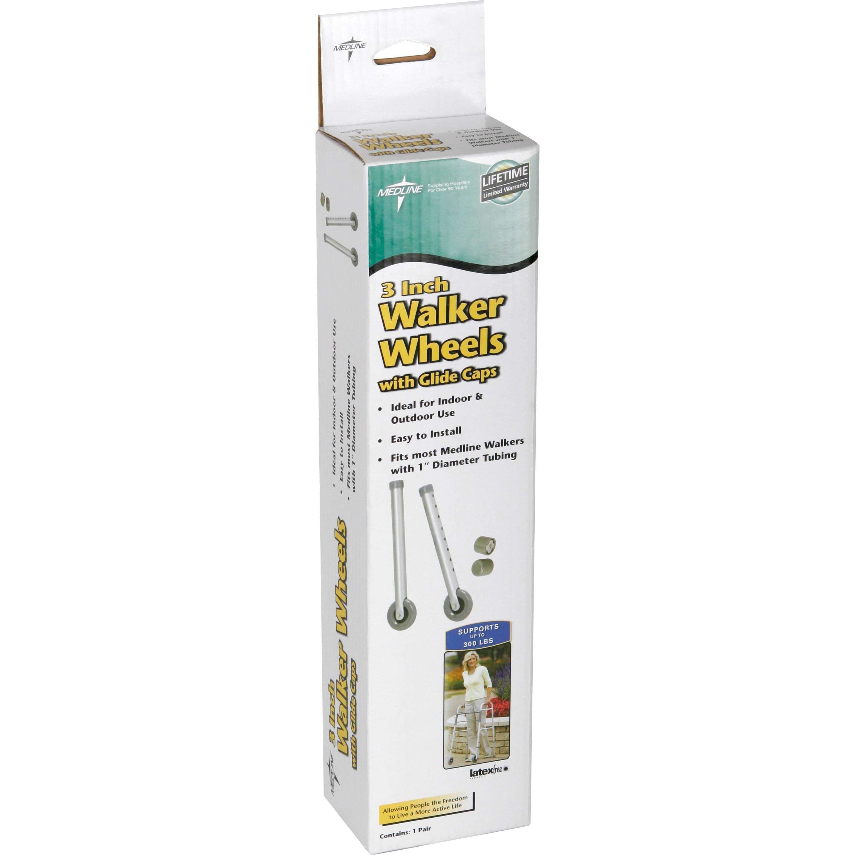 Medline 3 Inch Walker Replacement Casters - Set of 2 - Image 1