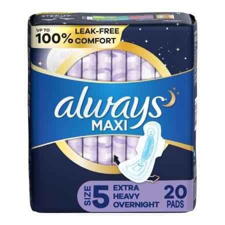 Always Maxi Overnight Absorbency Feminine Pad - Package of 20