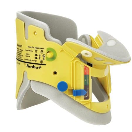 Ambu Mini Perfit ACE Cervical Collar Yellow-Light Gray Hook n Loop Strap Closure Adjustable Height
