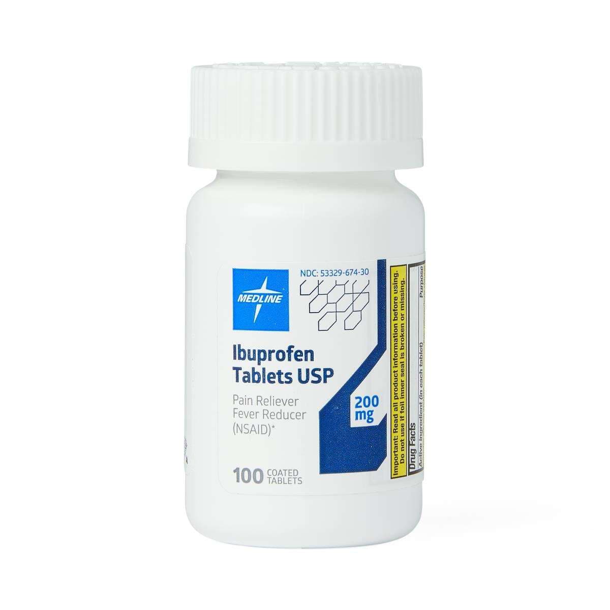 Medline Ibuprofen Tablet, 200 mg - Bottle of 100