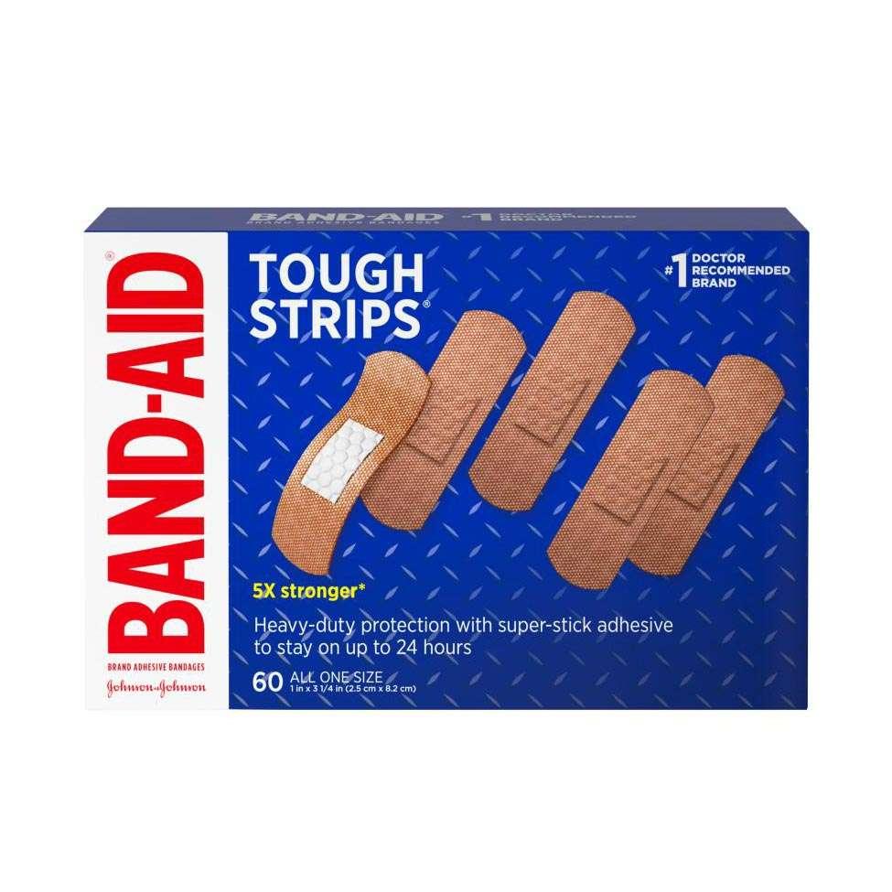 Band-Aid Tough Strips Adhesive Bandages, All One Size - 60/Box