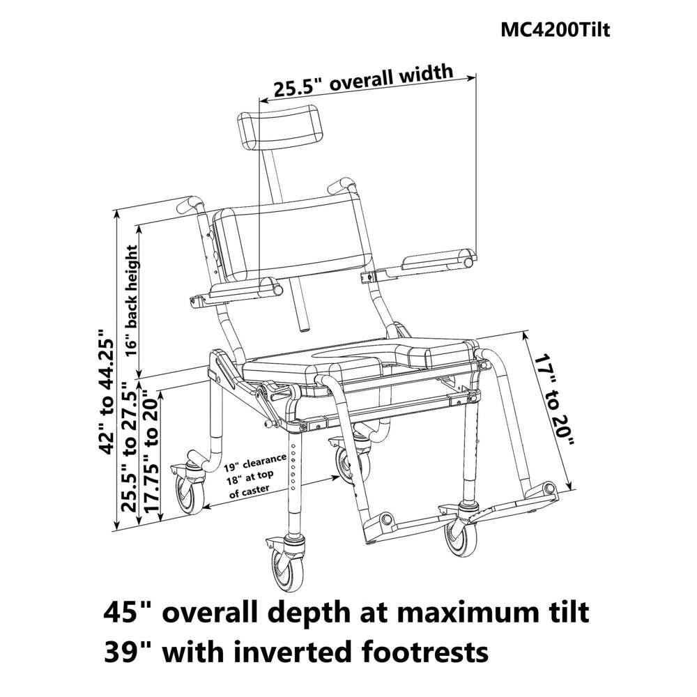 Nuprodx multiCHAIR 4200Tilt Shower Commode Chair with Tilt-in-space