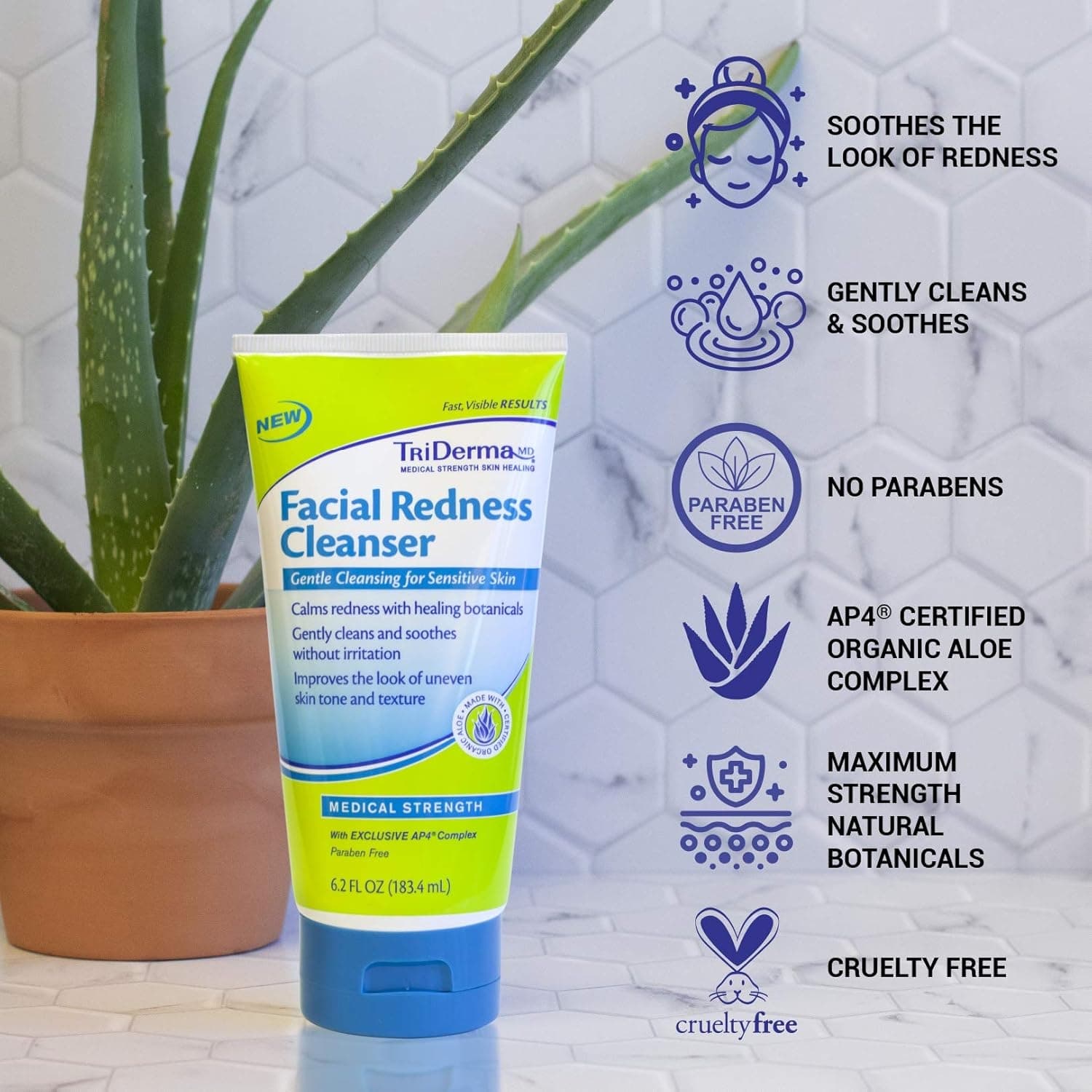 TriDerma Facial Redness Cleanser Cream, 6.2 oz - Image 3