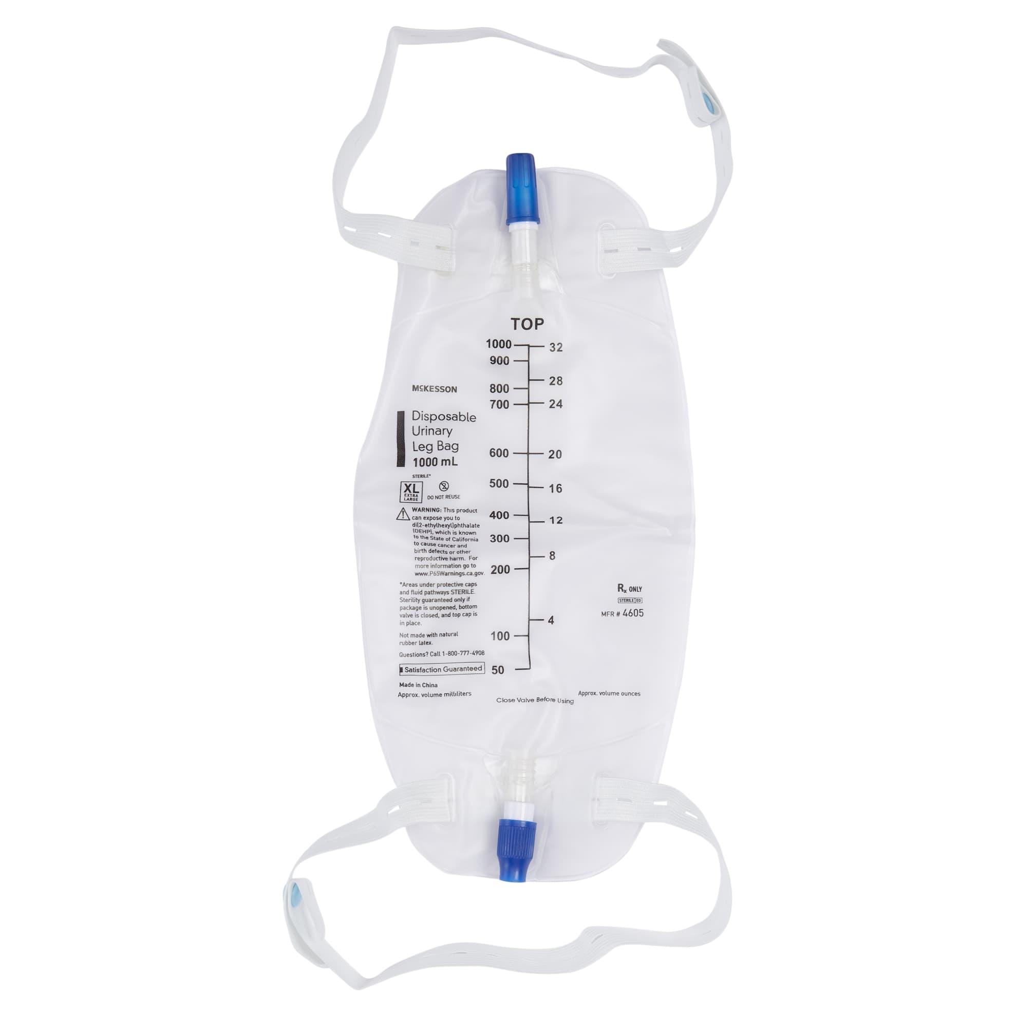 McKesson Disposable Urinary Leg Bag with Anti-Reflux Valve - Image 3