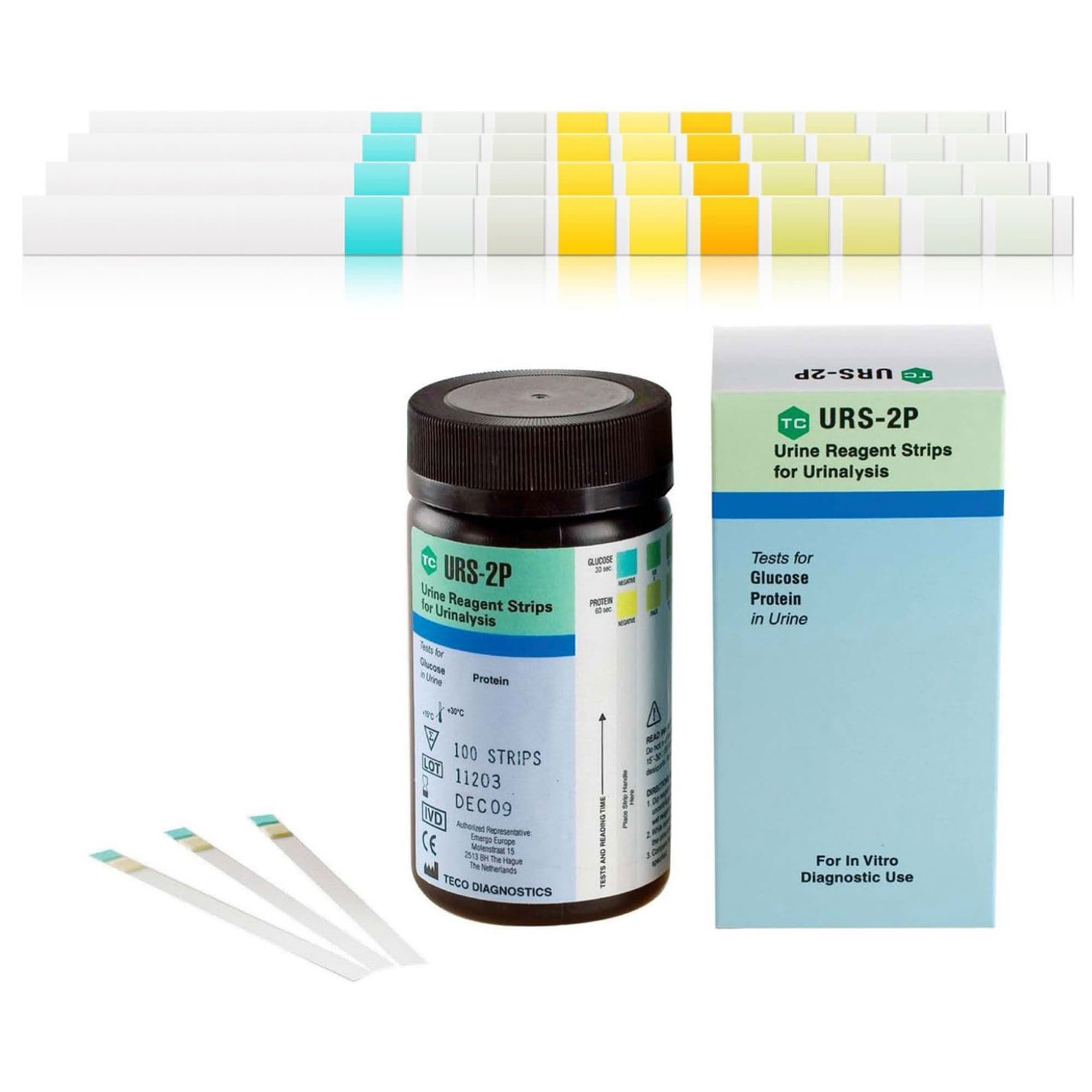 Teco URS-2P Protein-Glucose Reagent Strips