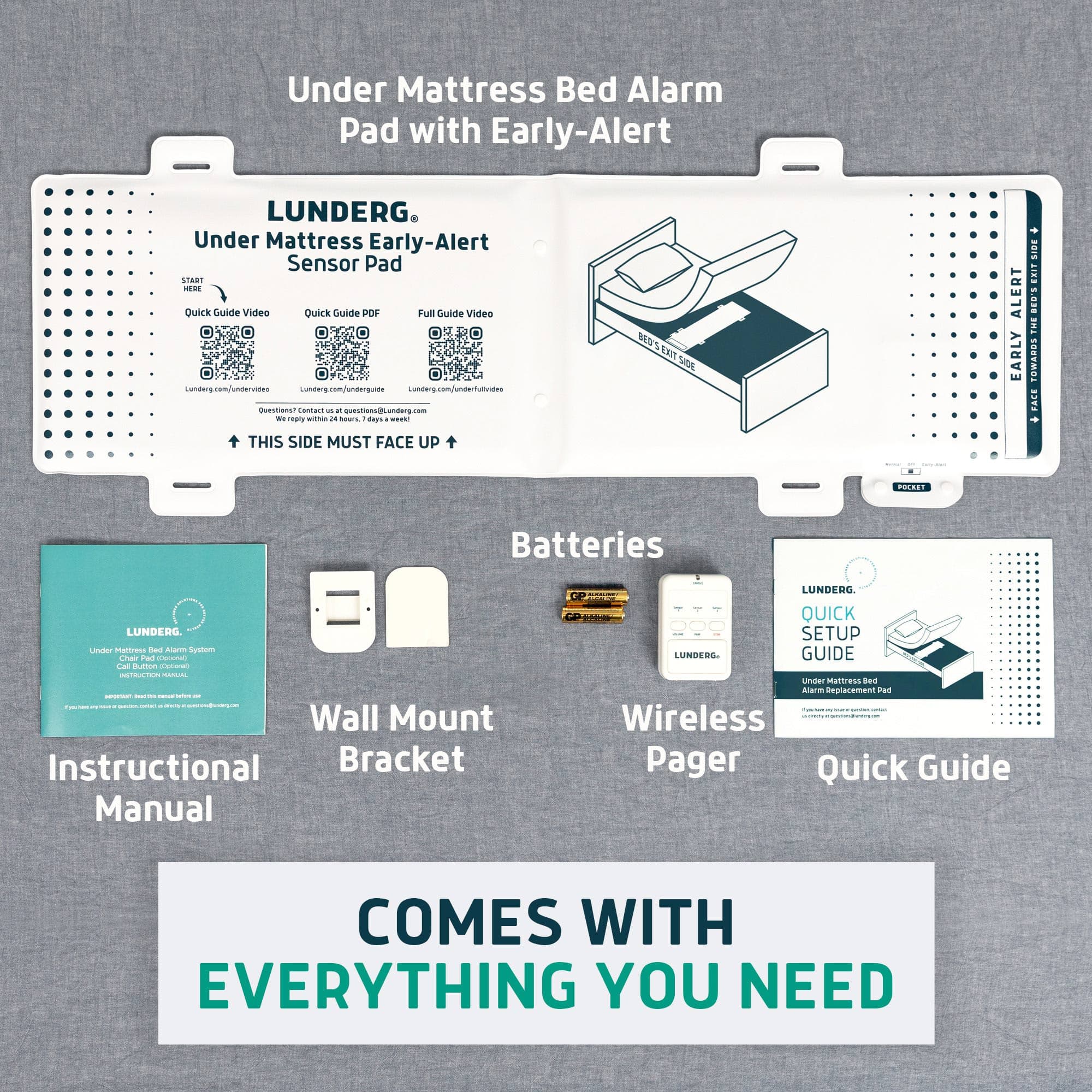 Lunderg Bed Alarm System for Elders with Wireless Sensor Pad and Monitor, Under Mattress - Image 7