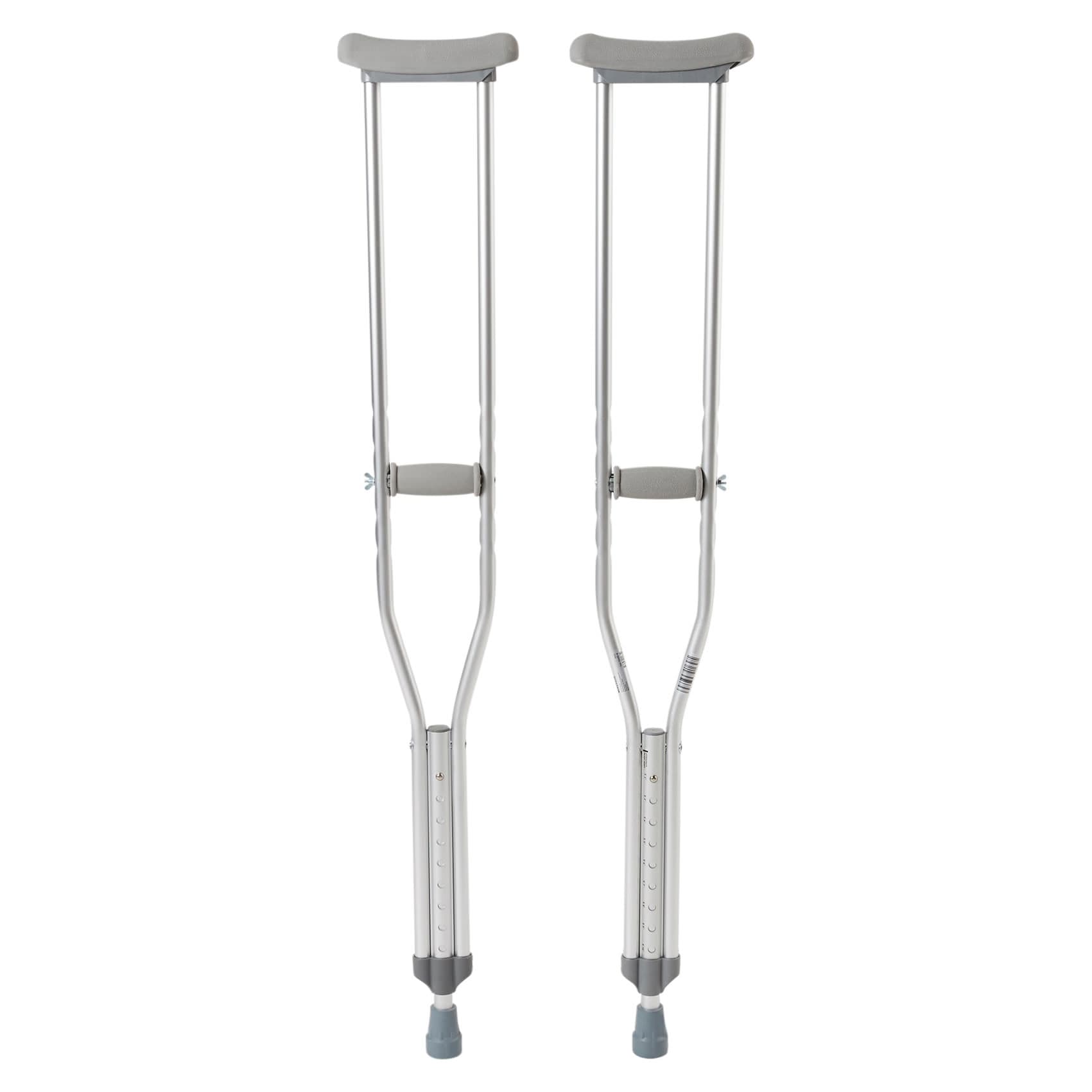 McKesson Push Button Aluminum Crutches with Wing Nut Hand Adjustments - Image 1
