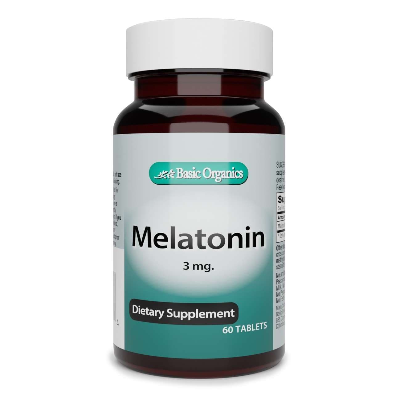 Basic Organics Melatonin Natural Sleep Aid, 3 mg