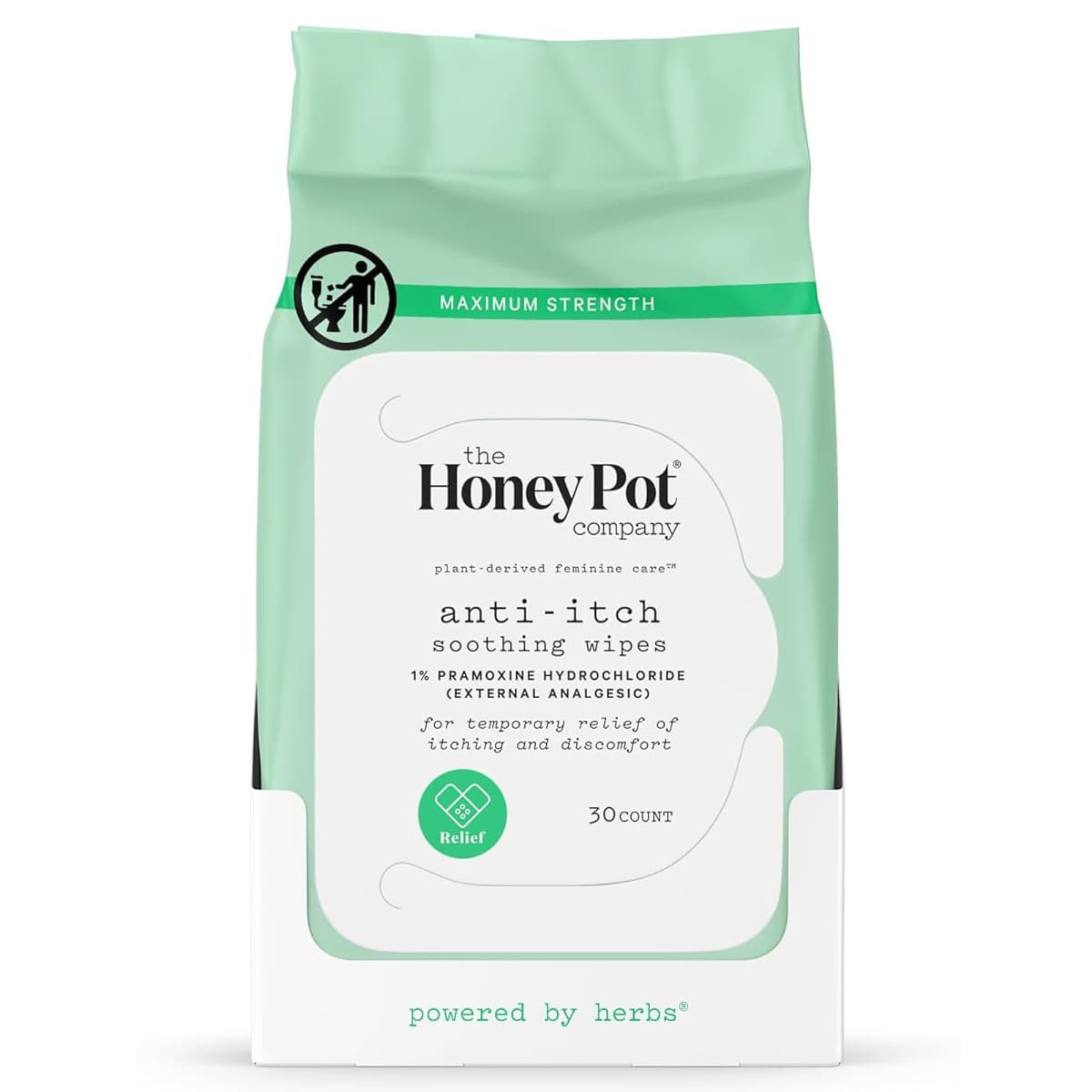 The Honey Pot Anti-Itch Wipes with 1% Pramoxine Hydrochloride - Package of 30 - Image 1