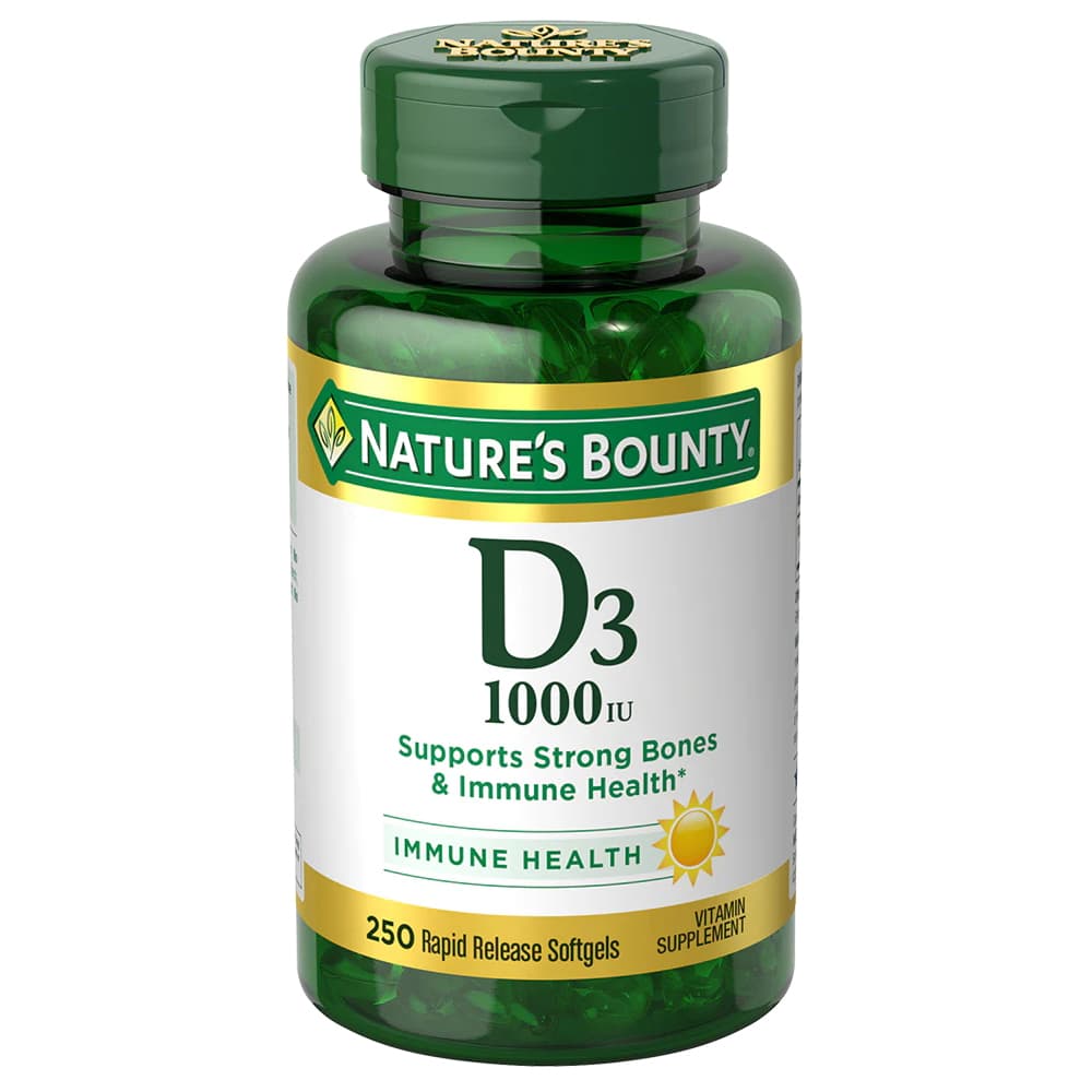 Nature's Bounty Vitamin D3 Softgels, 1000 IU - Bottle of 250 - Image 1