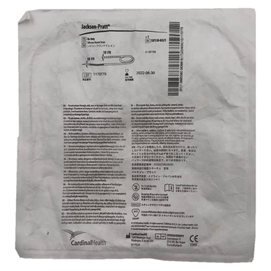 Jackson-Pratt Silicone Round Drain with Trocar, 10Fr, 1/8" - Each - Image 1