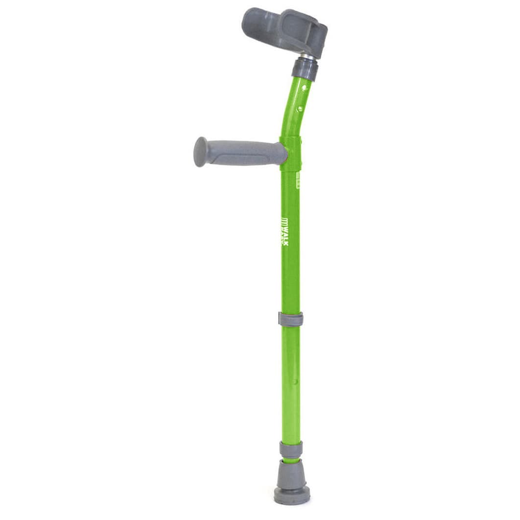 Walk Easy pediatric forearm crutches with half cuff (Pair) - Neon green - Image 1