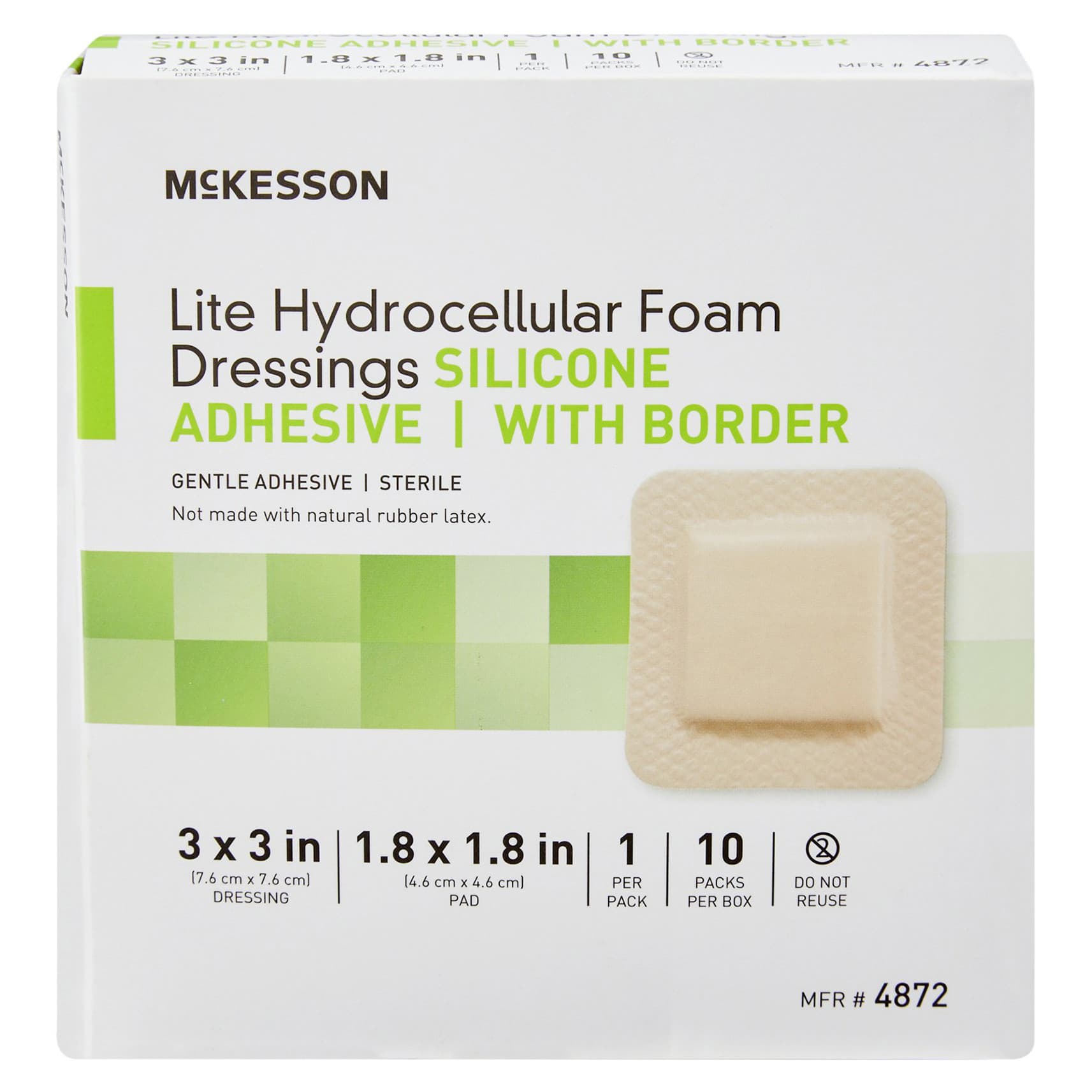 McKesson Lite Thin Silicone Foam Dressing Film Backing Tan Square Sterile - Image 2