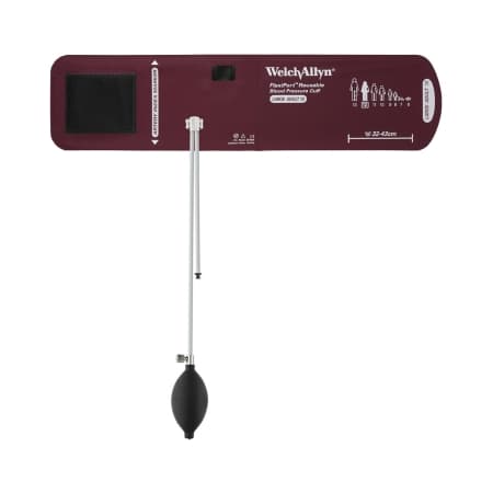 FlexiPort Reusable Blood Pressure Cuff and Bulb Nylon Cuff, 32 to 43 cm, Burgundy, Large Adult Cuff - Image 1