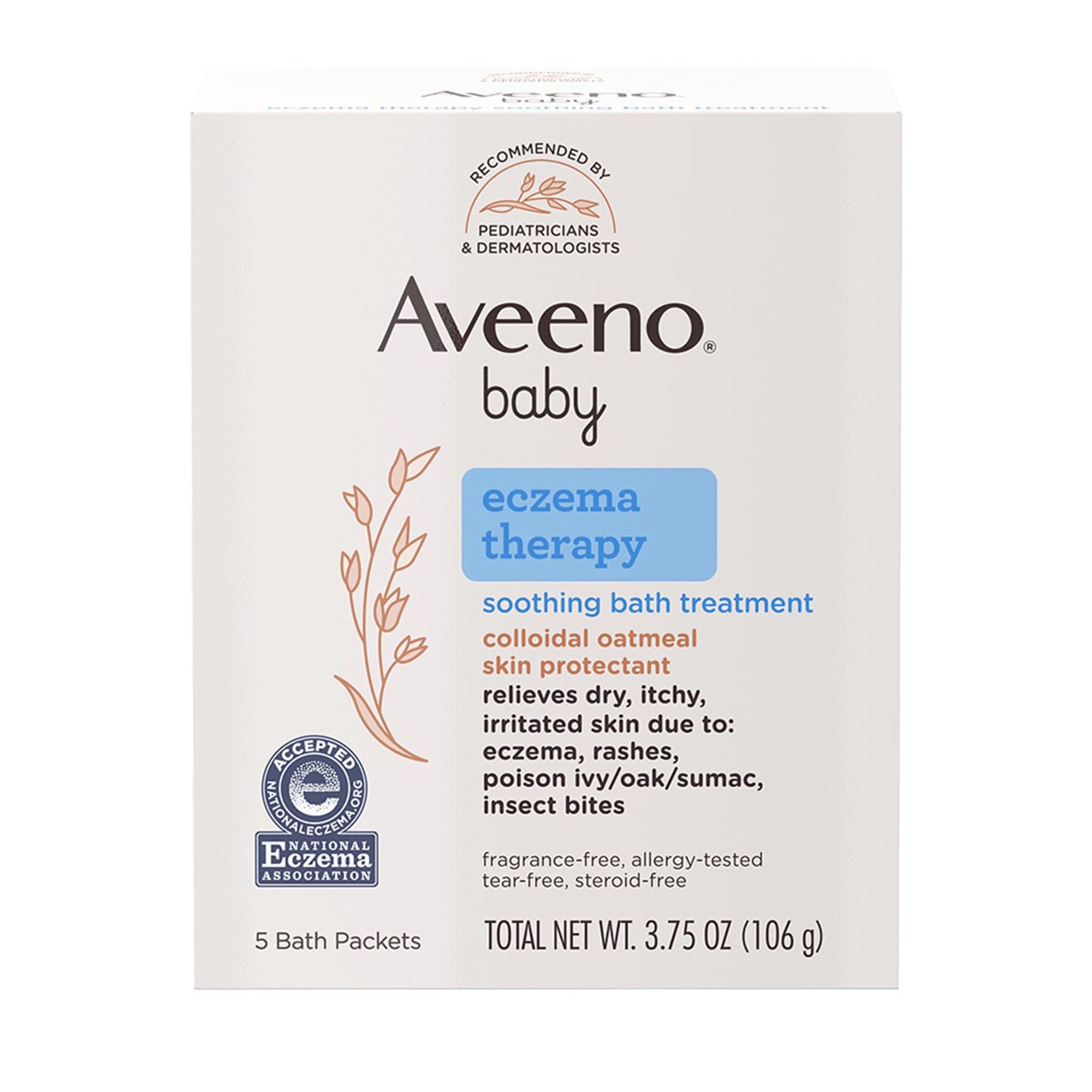 Aveeno Bath Additive Baby Eczema Therapy Powder, 3.75 oz - Box of 5 - Image 1