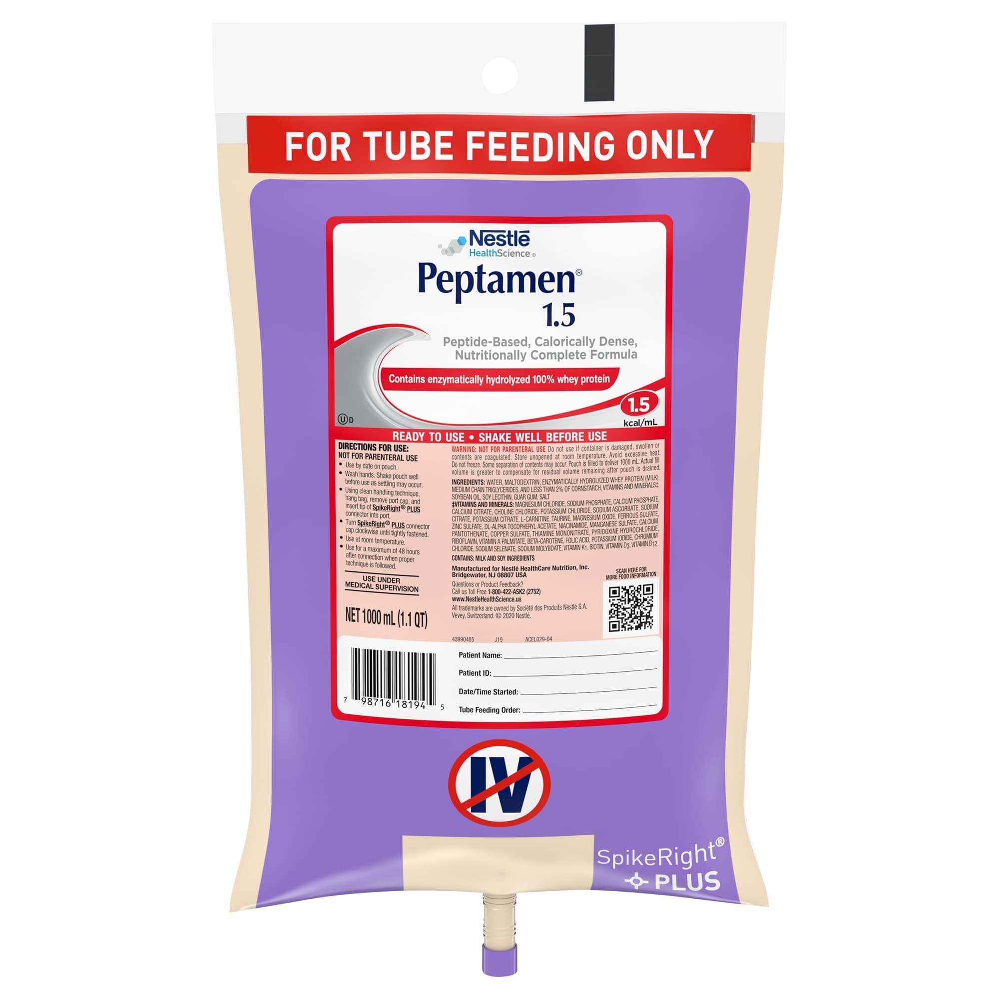 Peptamen 1.5 Peptide Based Calorically Dense RTH Tube Feeding Formula