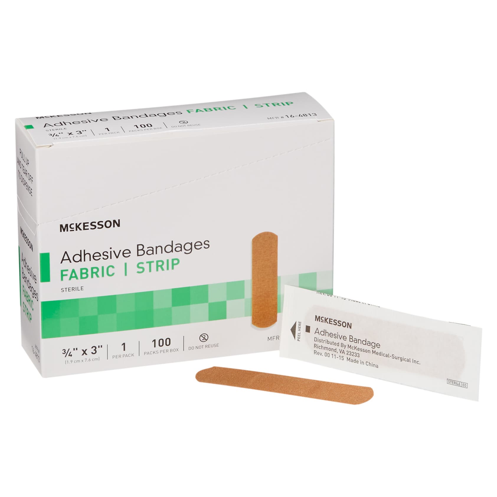 McKesson Fabric Adhesive Bandage, 3/4 x 3 Inch - Box of 100 - Image 1
