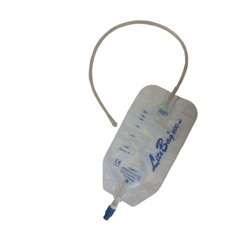 LiteBag Gravity Drainage Bag, 600ml, 20" Tubing