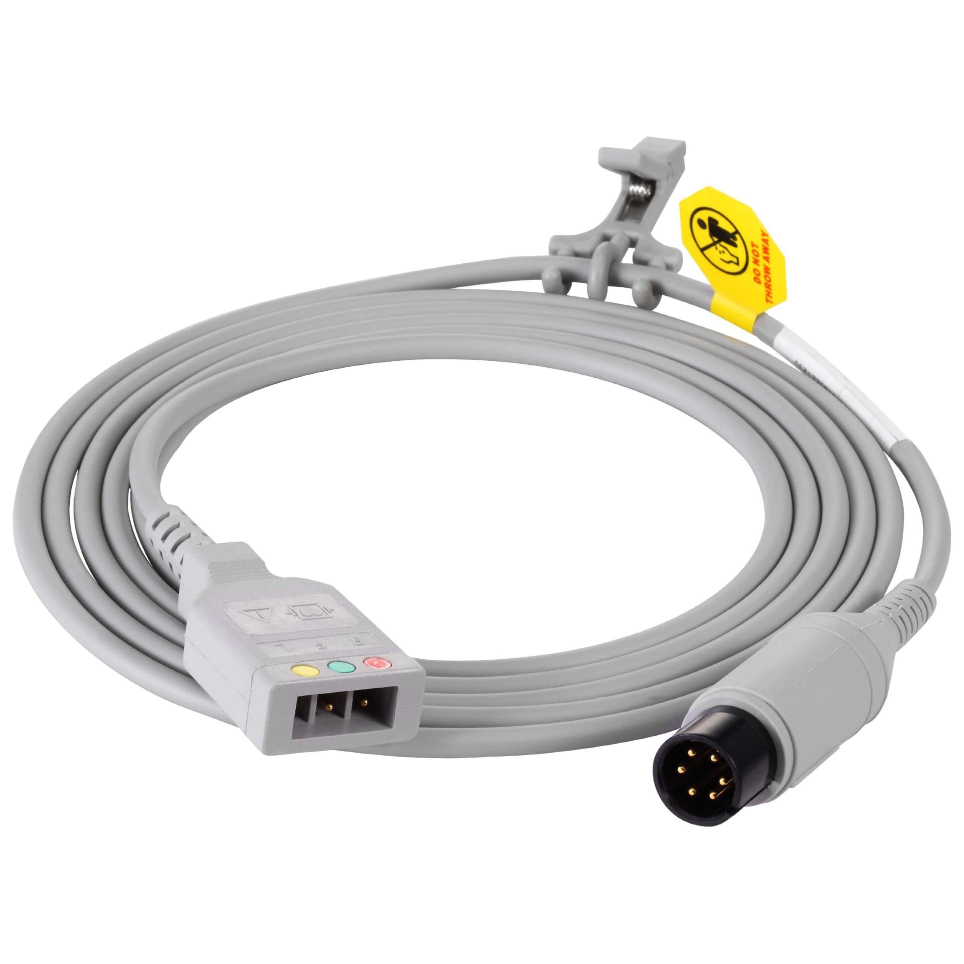 Edan 3-Lead 6-Pin ECG Trunk Cable - Defibrillator-Proof, Reusable