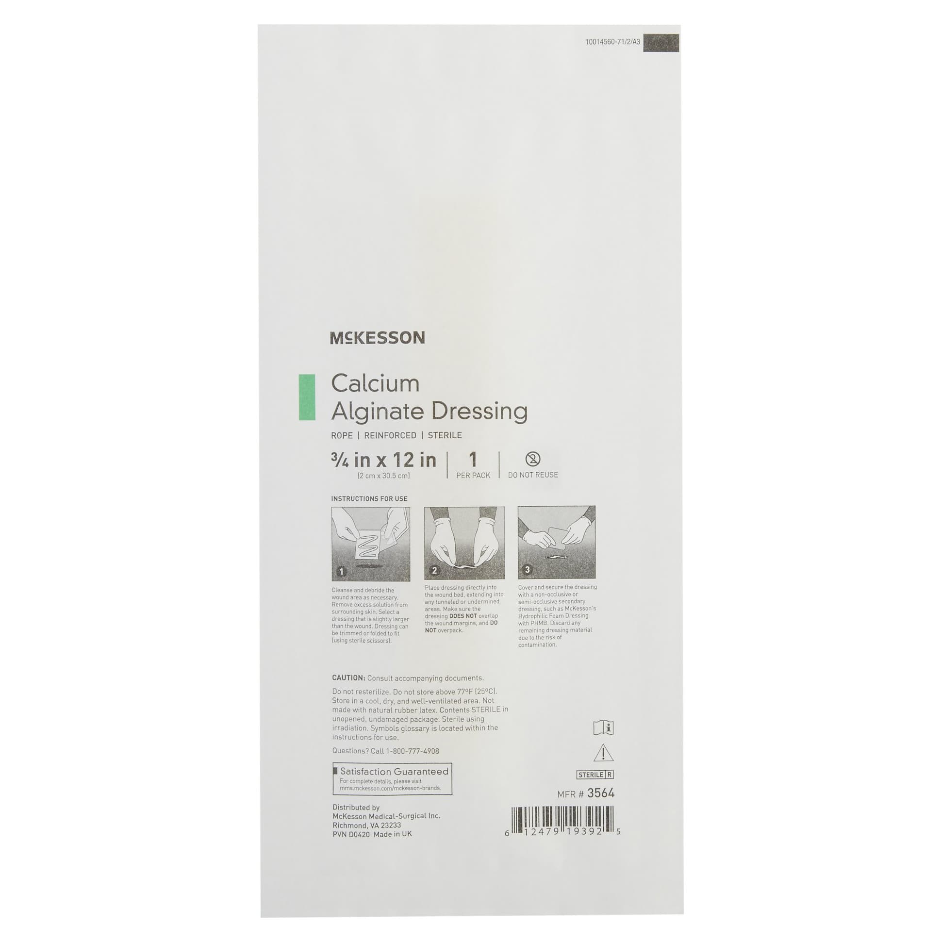 Mckesson Calcium Alginate Dressing, White, 0.75 x 12 Inch, Rope, Sterile - Image 1