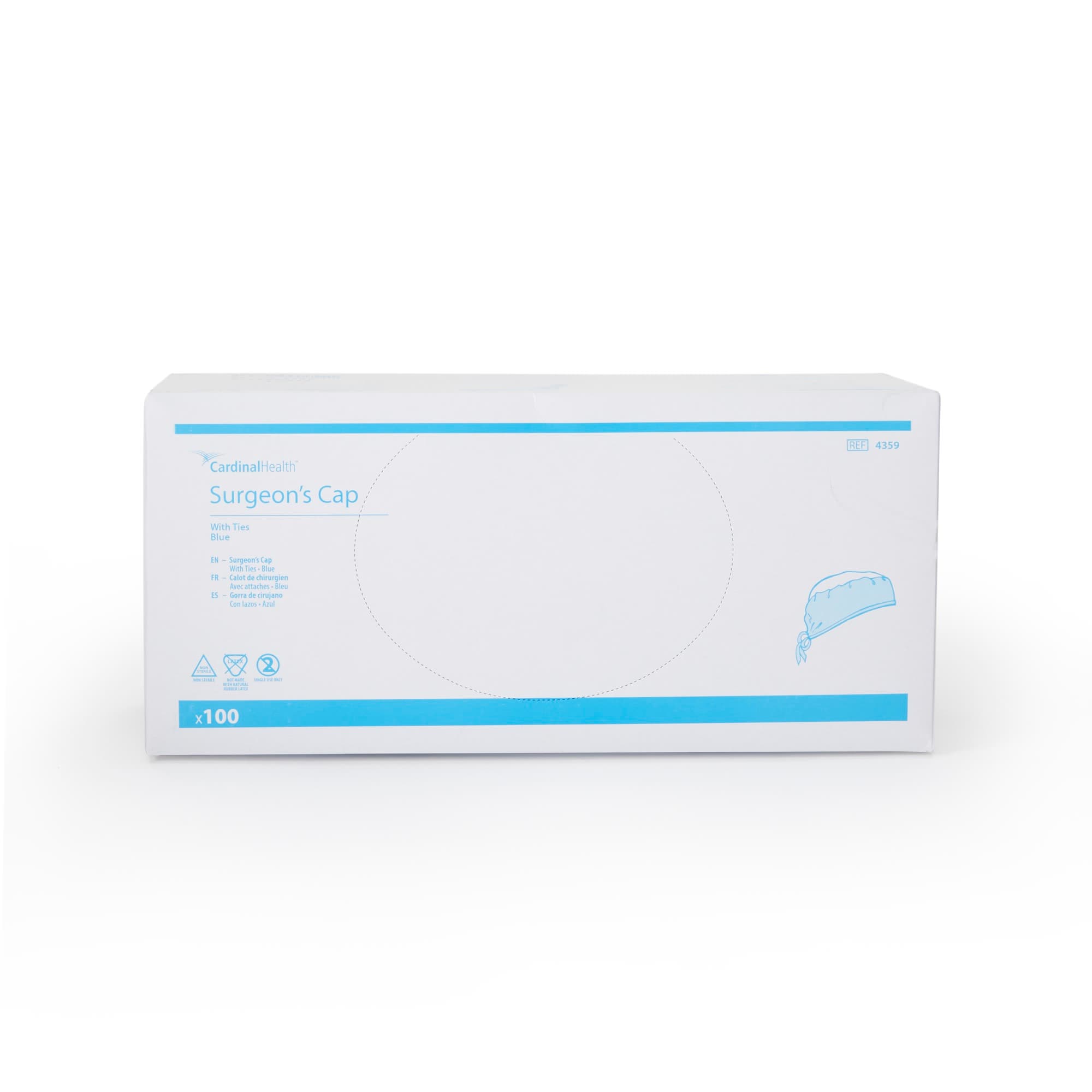 Cardinal Health Easy Tie Surgeons Cap, Blue - Box of 100 - Image 3