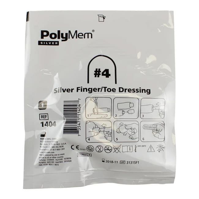 PolyMem Silver Finger and Toe Dressings, 3 to 3-2/5 Inch Circumference - Case of 30 - Image 2
