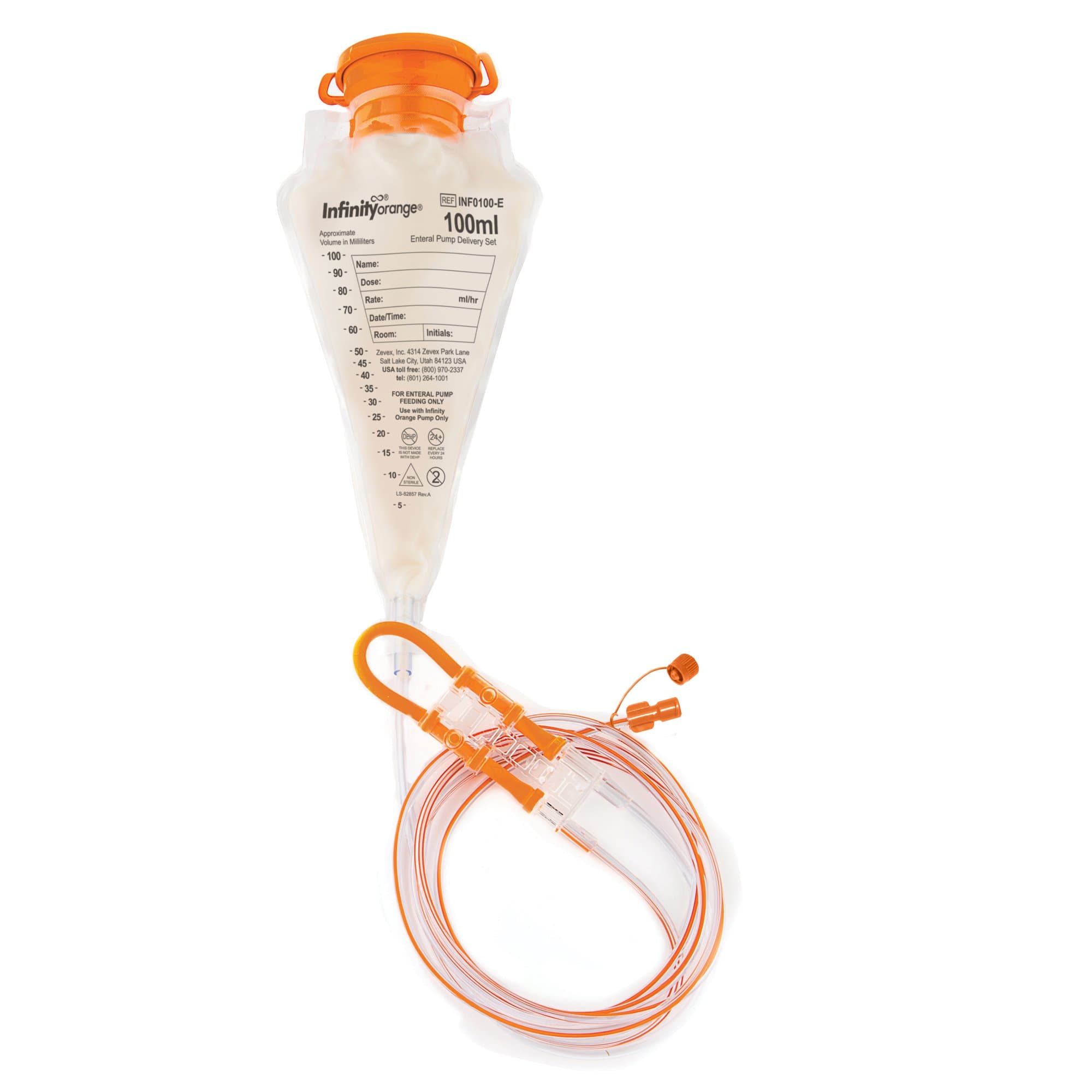 Moog Infinity Orange Enteral Feeding Pump Bag Set with ENFit Connector